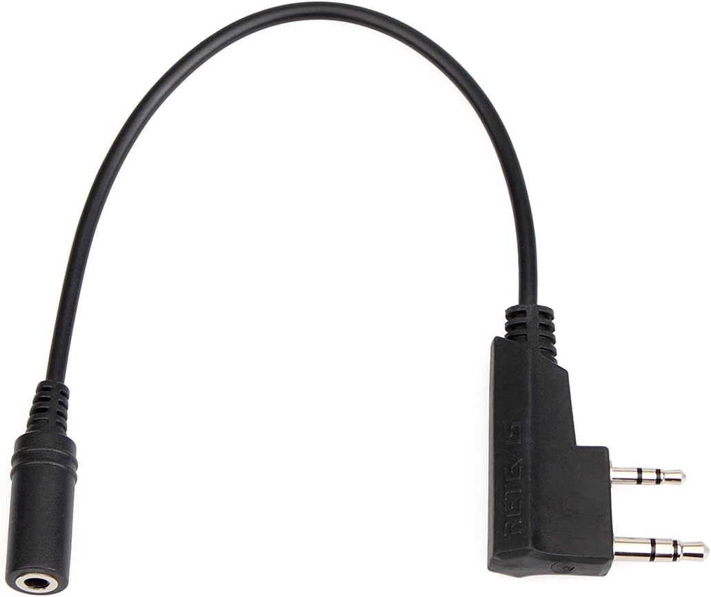 Retevis TCK01 2-Pin to 3.5mm Audio Adapter for Walkie Talkies Headset Transfer Cable