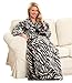 Snuggie Fleece Blanket with Sleeves Zebra