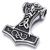 KONOV Stainless Steel Thors Hammer Celtic Knot Mens Pendant Necklace, 24 inch Chain