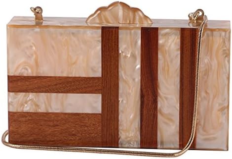 Women Rainbow Acrylic Purse Box Clutch Handbag Evening Bags Gold Chain Shoulder Bag for Party