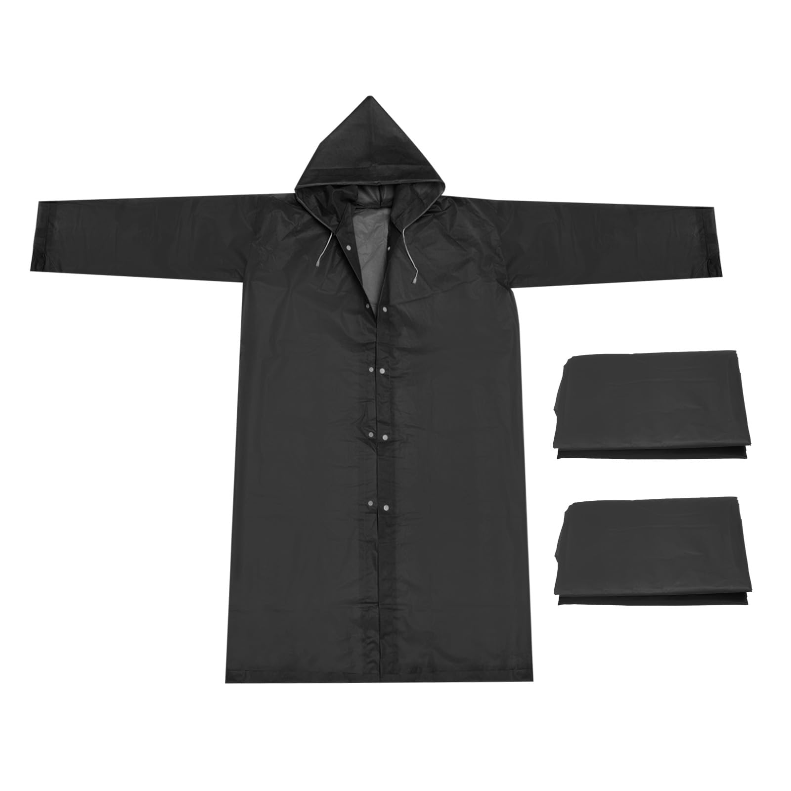 PATIKIL Rain Ponchos for Adults, 2 Pack Lightweight Reusable EVA Impermeable Rain Coat Waterproof Rain Jacket for Men and Women, Black