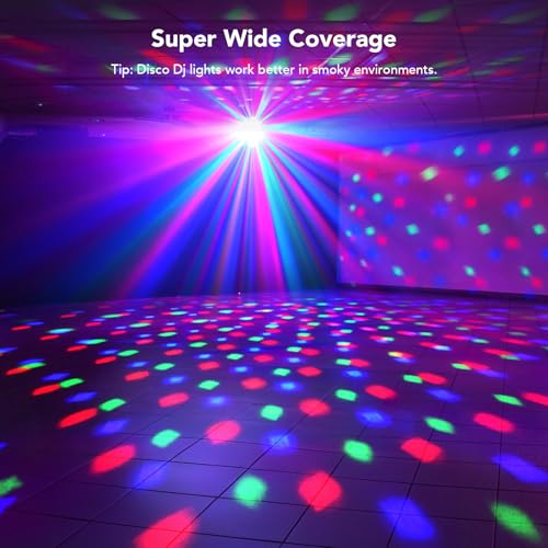KeoBin 6 in 1 Disco Lights 【RGBWA & UV Strob + Disco Ball Light】 100+ Lighting Patterns, Professional Party Strobe Mode, Perfect for Family Parties Bar Rave Club Show