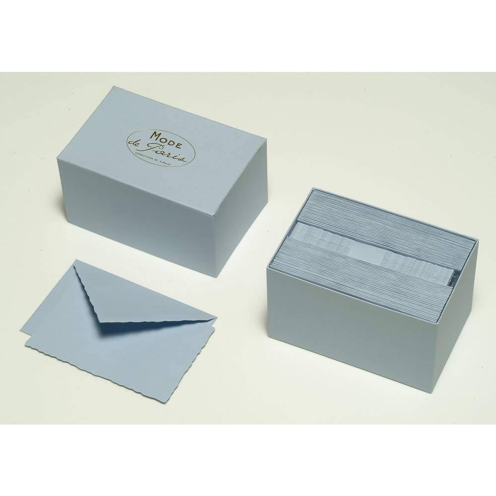 Lalo 92302L - A ''Mode de Paris'' box set including 30 single cards 9.7x15.2 cm 300g and 30 gummed lined envelopes with serrated edges 10x15.8 cm, Blue — image 1