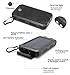 Solar Charger, 10000mAh Solar Panels Power Bank, Stoon External Battery Packs Charger Rainproof Dual USB Phone Charger w/ Hook Compass LED Flashlight Portable for Emergency Camping Cell Phone (Black)