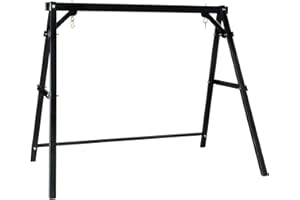 VINGLI Heavy Duty 660 LBS Wooden Swing Frame with Extra Bottom Connection Board, Upgraded A-Frame Porch Swing Bench Stand for Indoor & Outdoor (Black)