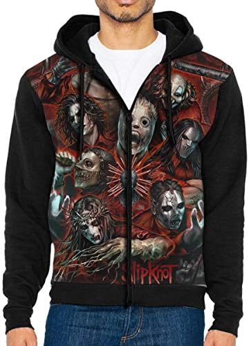 WJSDOWOWEN Men's Slipknot Fashionable Music Band Long Sleeves Hooded with Hat