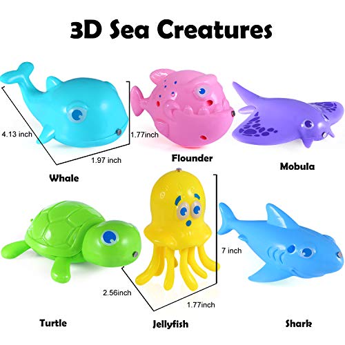 TEPSMIGO Magnetic Light Up Fishing Toy with Inflatable Pool, 6 Large Sea Characters + 2 Rod + 1 Mesh Bag, Ideal Game for Kids Age 3, 4, 5, 6 Year Old Toddler Boys, Girls - Thumbnail 2