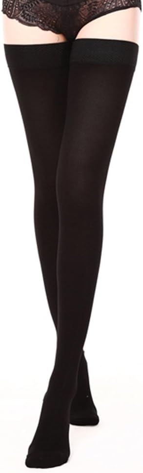 Compression Sock for Men & Women, Thigh High Stockings, Firm Support 20-30 mmHg Gradient Compression with Silicone Band - Treatment Swelling, Varicose Veins, Edema, Boost Recovery.(Closed/Black-XL)