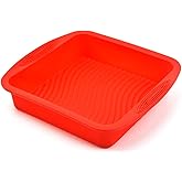 GXHUANG 8" Nostick Square Silicone Cake Pan Baking Plate Pans Bake Tray Mold - Red