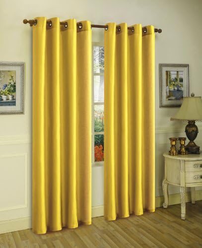Sabah Faux Silk Grommets Window Treatment Panel, Gold, 55-Inch by 95-Inch