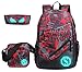 JiaYou Boy 20L Fashion School Bag Backpack with Florescent Mark 3 Sets/2 Sets(ColorG 3 Sets,20L)