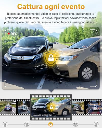 GKU 4K Car Dash Cam with UHD 2160P, Dashcam Car with WiFi 5.8GHz, 64G SD Card, 24H Parking Monitor, Super Night Vision, 170° Wide Angle, WDR, G-Sensor, Loop Recording, Max 256G