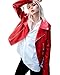 Fitaylor Women's Zipper Motorcycle Biker Faux Leather Jackets (M, Red)