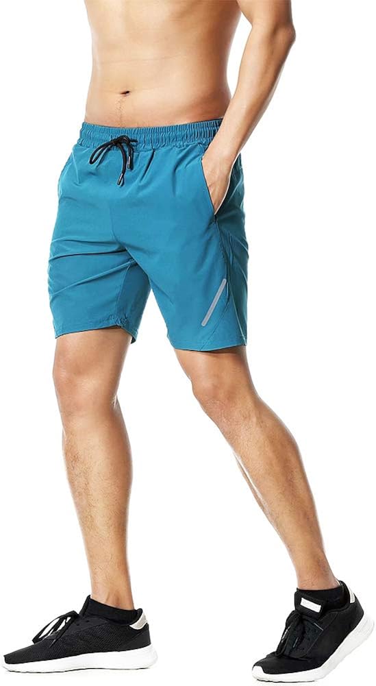 Tesuwel Men's Workout Running Shorts Quick Dry Athletic Sports Gym Shorts with Zip Pockets: Clothing