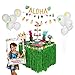 90 PCS! Luau Hawaiian Party Decorations Kit & Complete Set, Moana Party, Photo Booth Frame & Props, Grass Table Skirt, Flamingo Pineapple Balloons & Banners, Drink Umbrella Straws, Luau & Tiki Parties
