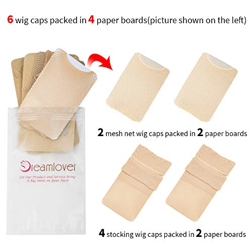 image for 6 Pack Dreamlover Nude Mesh Net Open End Wig Caps and Stocking Wig Cap