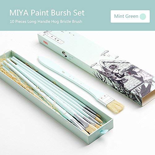 MIYA Gouache Paint Kit, 18 Colors x 30ml Paint Set & 10 Pieces Hog Bristle Paint Brushes, Unique Jelly Cup Design with Portable Case Gouache, Perfect for Oil, Acrylic Painting & More (Mint Green) - Thumbnail 5
