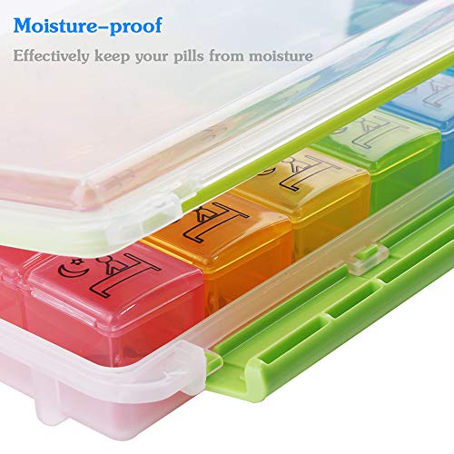 Weekly Pill Organizer, Fullive Daily Large Pill Case Box, 4 Times 7 Day Pill Container, Travel Medicine Organizer with Moisture-Proof Design for Vitamins Fish Oil Supplement - Thumbnail 6