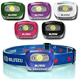 Blitzu i2 Waterproof LED Headlamp with Red Light, Sapphire Blue
