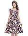 Belle Poque 50s Style Vintage Dresses Sweetheart Neck BP105 (Multi-Colored)