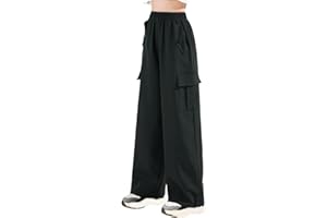 Girls Slim Fit Lightweight Cargo Pants Quick-Dry Casual Hiking Pants with Pockets Elastic High Waisted Sweatpants