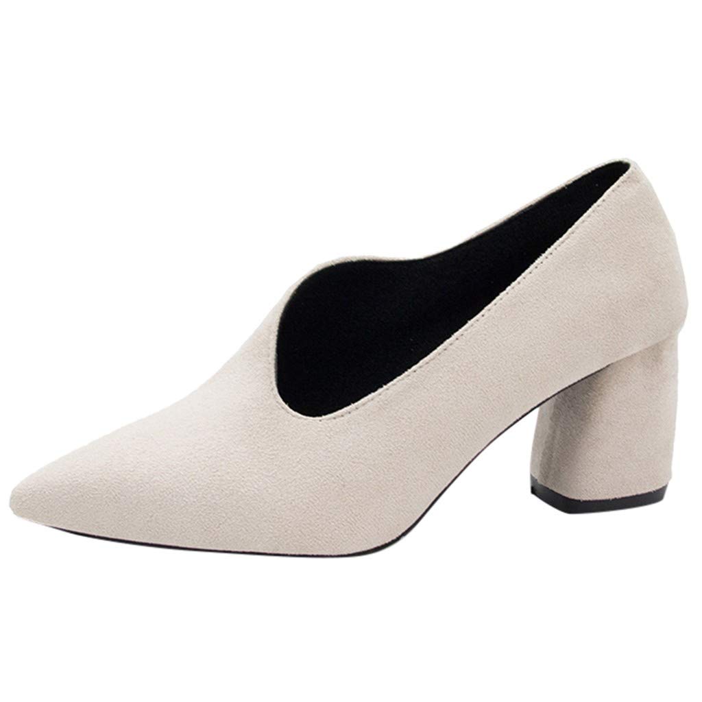 beige thick heel shoes