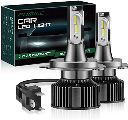 H4 Hi Lo Led ヘッドライト 車検対応 Pomile Icドライバー 28w 8000lm 4000lmx2 6000k ホワイト ノイズゼロ 過熱保護 冷却ファン ハロゲンバルブサイズ Ip65防水 一体型 カットライン調整可 2個セット 日本語マニュアル付き