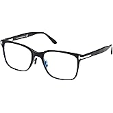 Tom Ford FT5853-D-B Square Shape Eyeglass Frame + Bundle With eSHADES Eyewear Cleaning Kit, 55 mm, Shiny Black ( 55 Mm )