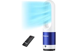 Senmeo Bladeless Fan for Bedroom, 22" Quiet Bladeless Tower Fan with Remote, 90° Oscillating, 8 Speeds, 9 Hour Timer, LED Display with Auto Off, Easy to Clean, Portable Standing Fan for Home, Office