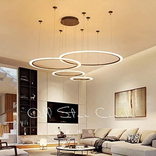 LEDpendant Lights Bedroom Living Room Restaurant colgante Home Decor Nordic Pendant lamp Brown 2 Rings D50 30cm Remote Dimming