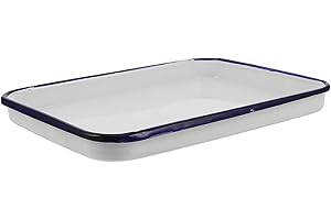 Alipis Vintage Glazed Enamel Baking Tray Rectangular Nonstick Pan for Toaster Oven Retro Coat Surface for