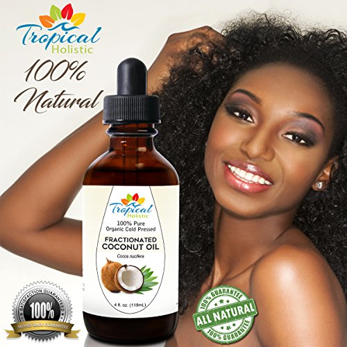 100% Pure Fractionated Coconut Oil - All Natural Organic Cold Pressed for Skin, Hair and Nails, Big 4 oz