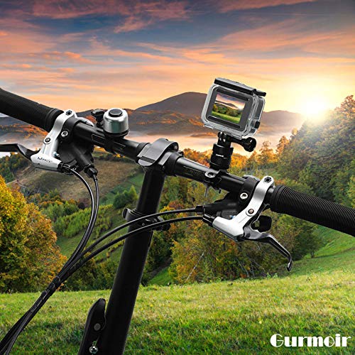 Gurmoir Aluminum Bike Bicycle Handlebar Mount for Gopro Hero 8/Hero 7/6/5/4 Session/AKASO/DJI Osmo Action/SJCAM/YI and More Action Cameras. 360 Degrees Rotary Bicycle Rack Mount - Thumbnail 2