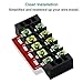 MILAPEAK Terminal Block and Strip - 10pcs (5 Sets) 5 Positions Dual Row 600V 25A Screw Terminal Blocks with Cover + 400V 25A 5 Positions Pre-Insulated Terminals Barrier Strips (Black & Red)