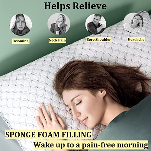 LIANLAM Memory Foam Pillow for Sleeping Shredded Bed Bamboo Pillow with