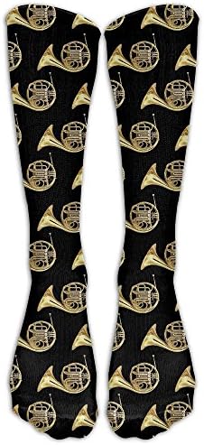 DaSOC French Horns Musical Instrument Unisex Novelty Premium Calf High Athletic Socks Fashional Tube Stockings Size 6-10