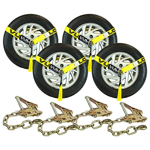 VULCAN Car Tie Down with Chain Anchors Lasso Style 2 Inch x 96 Inch