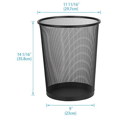 DESIGNA Round Waste Basket, Mesh Office Desk Trash Cans Wire, 4.5 Gal,11-11/16 Diameter x 14-1/16 H Black, 6-PACK