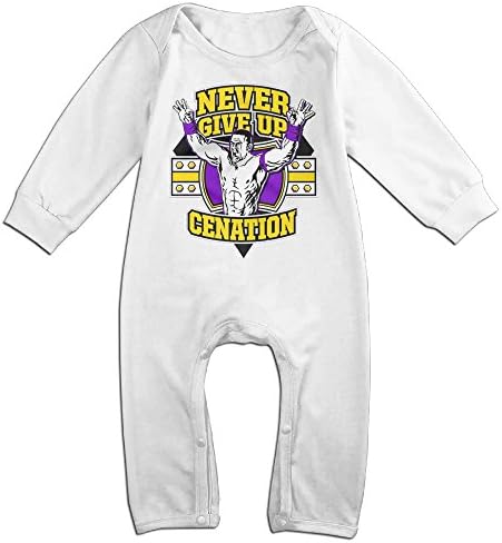 WWE Never Give Up Cenation John Cena Romper,6-24 Month Toddler Onesie,infant Bodysuit Long Sleeve White 12 Months