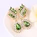 EleQueen Women's Austrian Crystal Art Deco Tear Drop Dangle Earrings Clip-on Gold-tone Apple Green