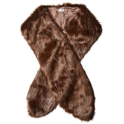 BADGLEY MISCHKA Women's Faux Mink Stole Shawl with Solid Lining BADGLEY MISCHKA Women's Faux Mink Stole Shawl with Solid Lining