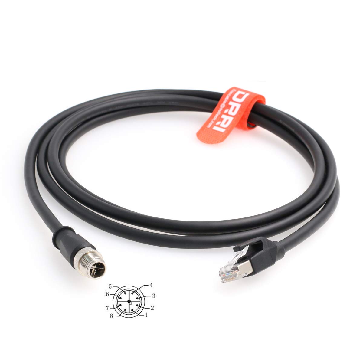 DRRI M12 X-Coded 8 Pole to RJ45 Ethernet Cable for Cognex Cameras Industrial Network Applications (8M) — image 1