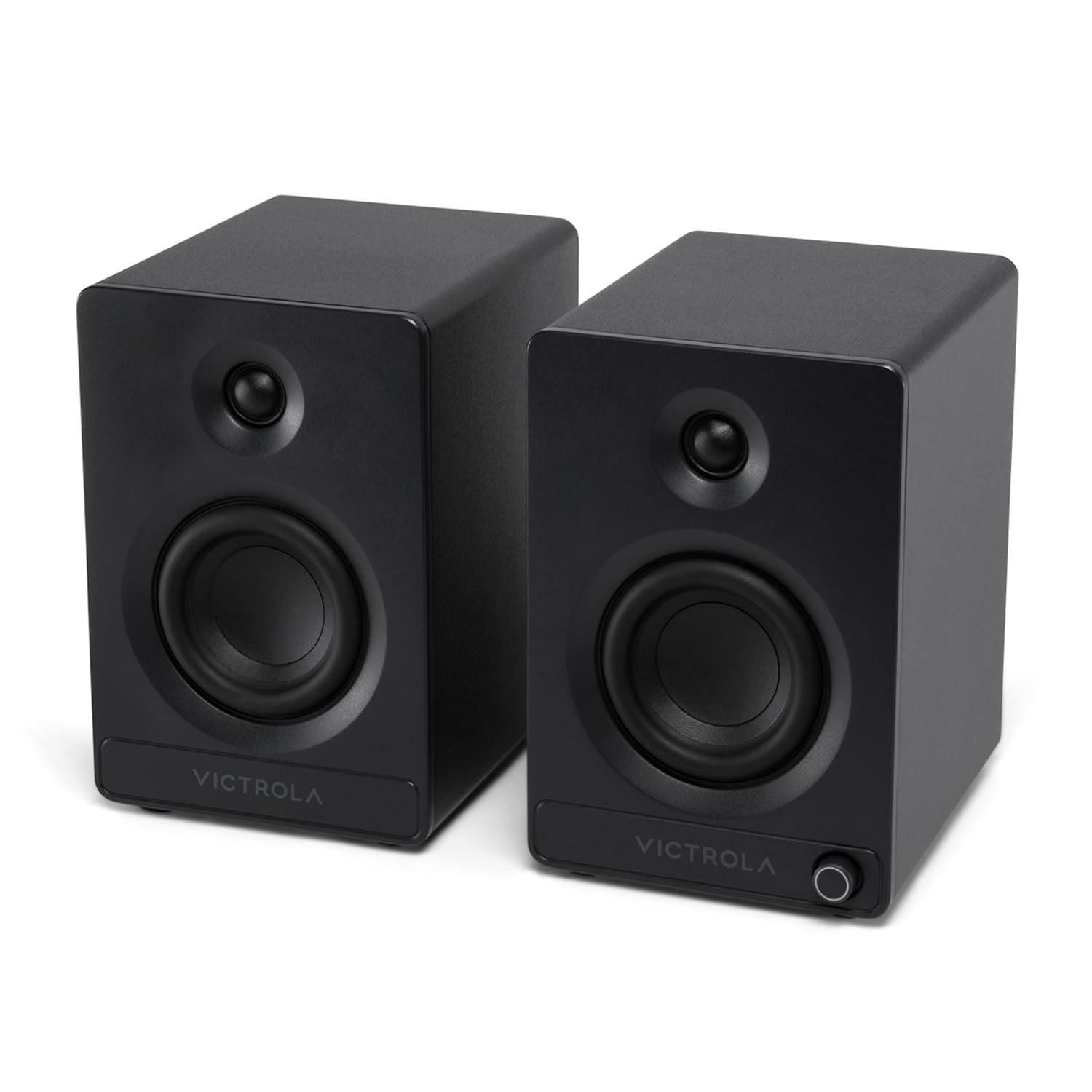 Victrola Tempo – Bluetooth Bookshelf Speakers – Room-Filling Sound, Bluetooth Input, Multi-Speaker Streaming Using Auracast, USB-C Computer Input, Turntable Inputs, Subwoofer Output (Pair, Black)