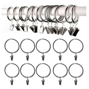 Vak Metal Curtain Pole Rod Voile Net Rings Hooks With Clips