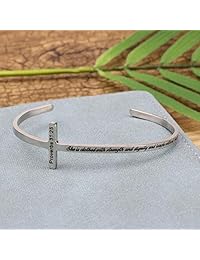 MEMGIFT - Pulsera de cruz religiosa con texto en inglés