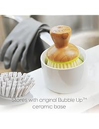 Full Circle Despachador de jabón Bubble Up de cerámica con esponja, color blanco