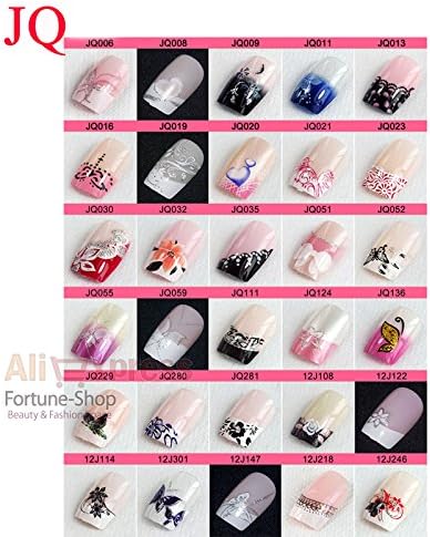 24 Pcs/Set Pre Designed False Nail Full Tips 10 Sizes Come With Nail Adhesive Glue Tape JQ032