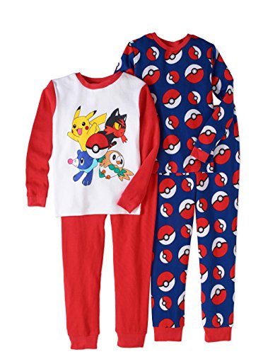 Pokemon Boys Cotton Thermal 4-Piece Underwear Sleepwear Set (8)