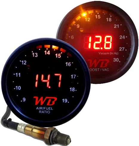 WB 2 Gauge Complete Combo D2 Wideband Controller + B2 Boost Display Gauges (Red)