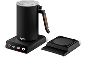 Milk Frother with Coffee Mug Warmer, 4 Hours Self-Heating, Syvio 5-in-1 Frother for Coffee with Touchscreen, 11.5oz Cold or Hot Foam Maker, Warm Milk/Coco, Electric Milk Steamer for Latte Cappuccino